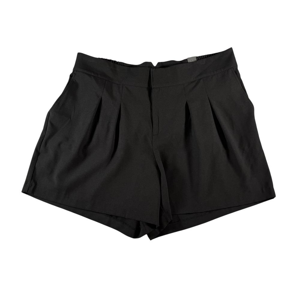 Torrid Wide Leg Studio Crepe Short Deep‎ Black Plus Size 22 Elastic Waist Belted